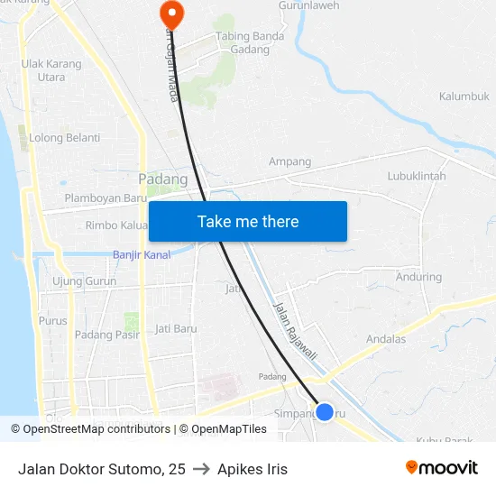 Jalan Doktor Sutomo, 25 to Apikes Iris map