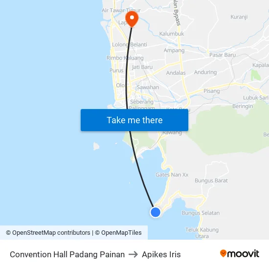 Convention Hall Padang Painan to Apikes Iris map