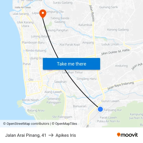 Jalan Arai Pinang, 41 to Apikes Iris map