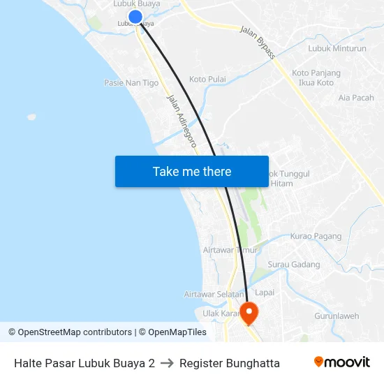 Halte Pasar Lubuk Buaya 2 to Register Bunghatta map