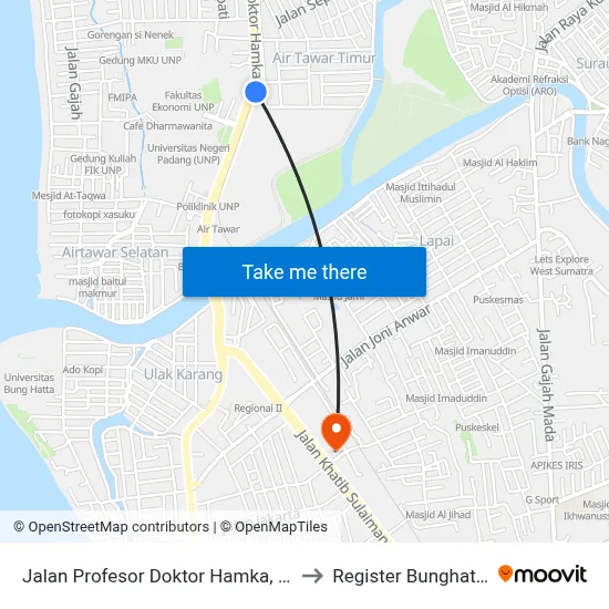 Jalan Profesor Doktor Hamka, 2a to Register Bunghatta map