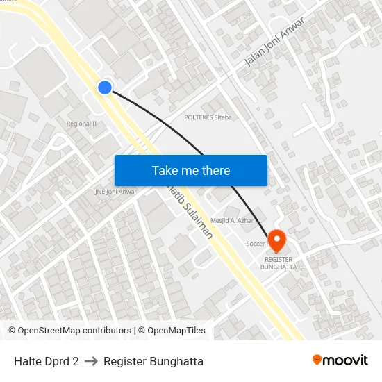 Halte Dprd 2 to Register Bunghatta map