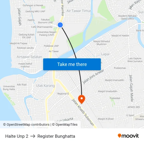 Halte Unp 2 to Register Bunghatta map