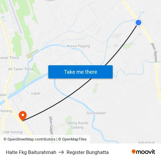 Halte Fkg Baiturahmah to Register Bunghatta map