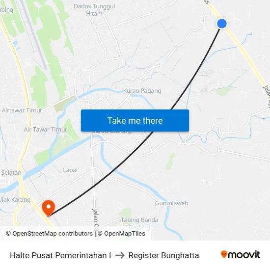 Halte Pusat Pemerintahan I to Register Bunghatta map