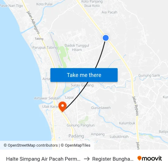 Halte Simpang Air Pacah Permai I to Register Bunghatta map