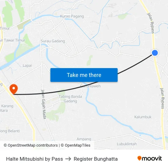 Halte Mitsubishi by Pass to Register Bunghatta map