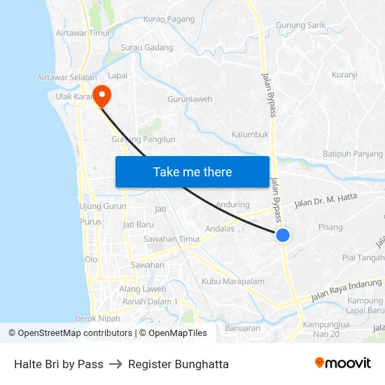 Halte Bri by Pass to Register Bunghatta map