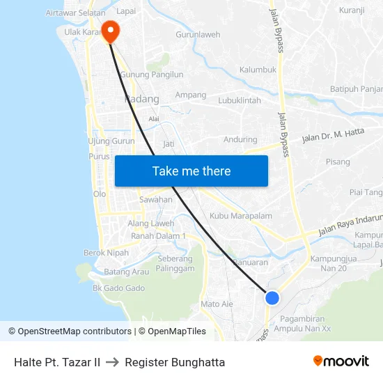 Halte Pt. Tazar II to Register Bunghatta map