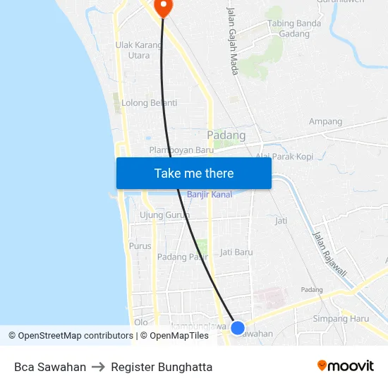 Bca Sawahan to Register Bunghatta map