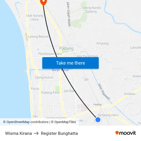 Wisma Kirana to Register Bunghatta map