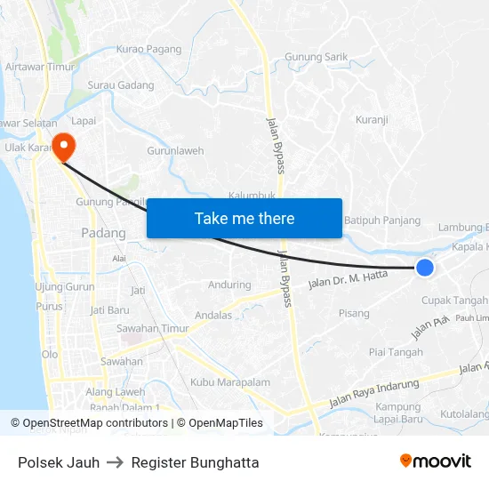 Polsek Jauh to Register Bunghatta map