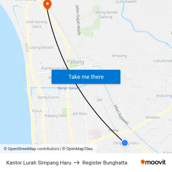 Kantor Lurah Simpang Haru to Register Bunghatta map