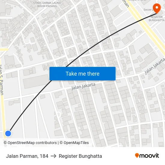 Jalan Parman, 184 to Register Bunghatta map