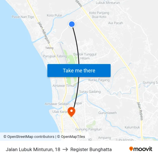 Jalan Lubuk Minturun, 18 to Register Bunghatta map