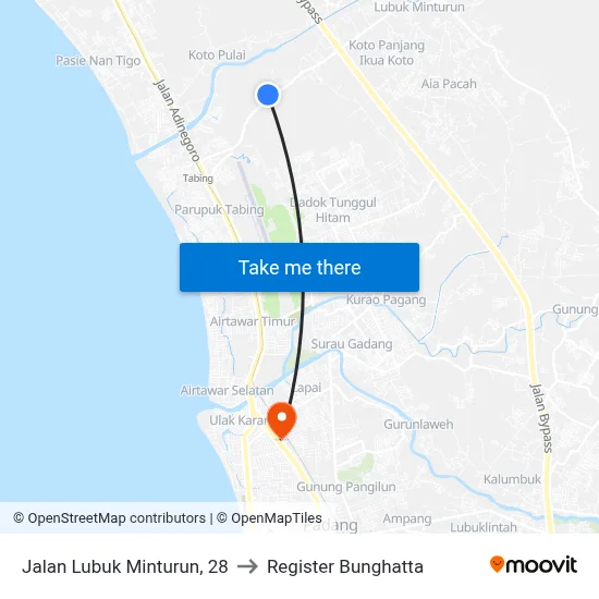 Jalan Lubuk Minturun, 28 to Register Bunghatta map