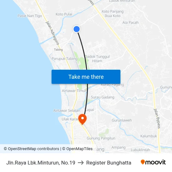 Jln.Raya Lbk.Minturun, No.19 to Register Bunghatta map