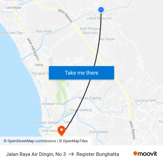 Jalan Raya Air Dingin, No 3 to Register Bunghatta map
