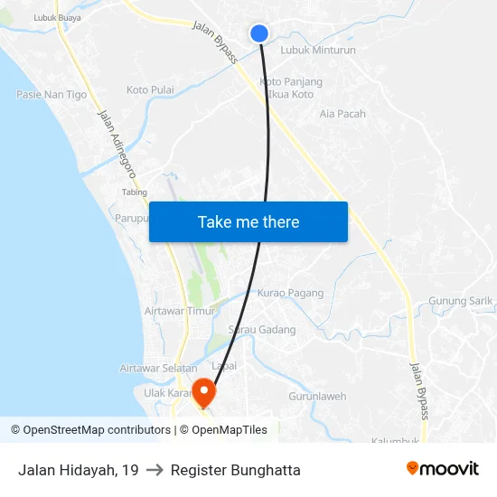 Jalan Hidayah, 19 to Register Bunghatta map
