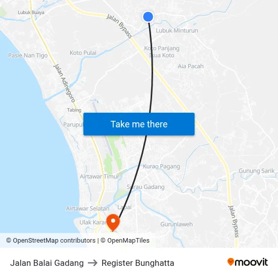 Jalan Balai Gadang to Register Bunghatta map