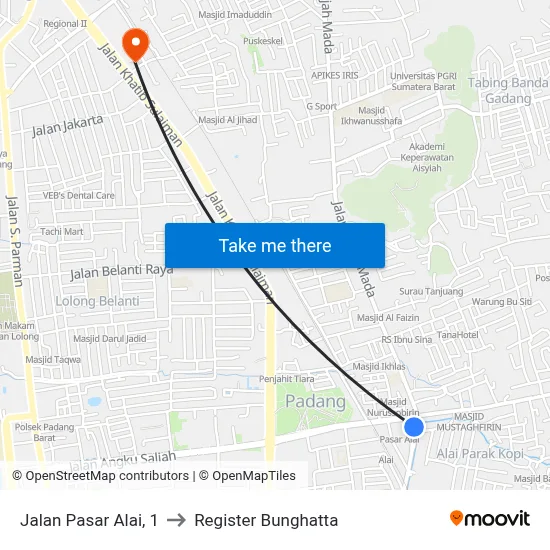 Jalan Pasar Alai, 1 to Register Bunghatta map