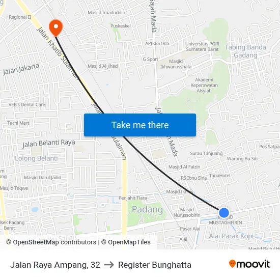 Jalan Raya Ampang, 32 to Register Bunghatta map