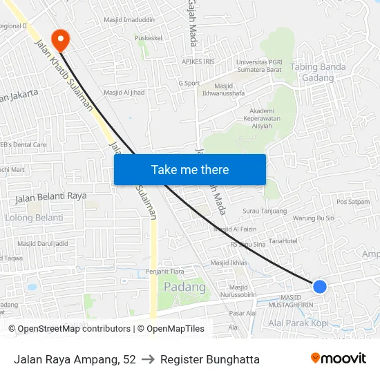 Jalan Raya Ampang, 52 to Register Bunghatta map