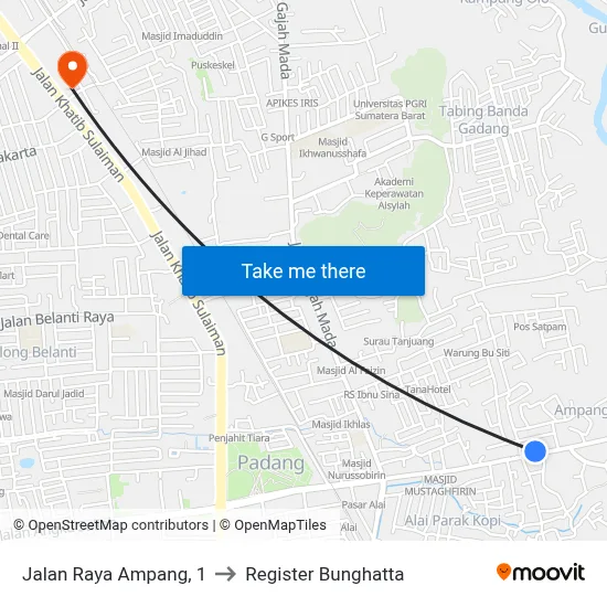 Jalan Raya Ampang, 1 to Register Bunghatta map