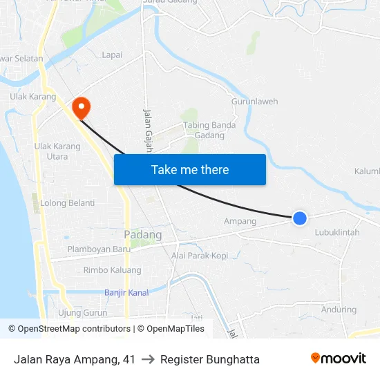 Jalan Raya Ampang, 41 to Register Bunghatta map