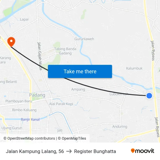 Jalan Kampung Lalang, 56 to Register Bunghatta map