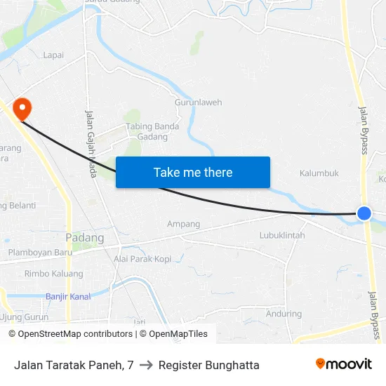 Jalan Taratak Paneh, 7 to Register Bunghatta map