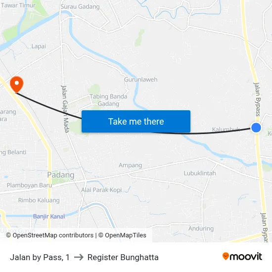 Jalan by Pass, 1 to Register Bunghatta map