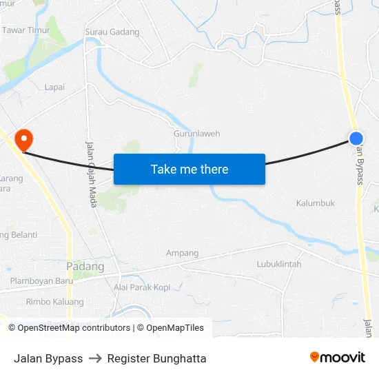 Jalan Bypass to Register Bunghatta map