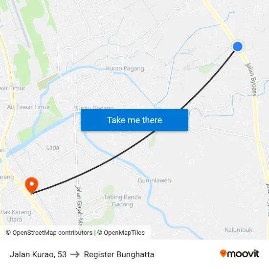 Jalan Kurao, 53 to Register Bunghatta map