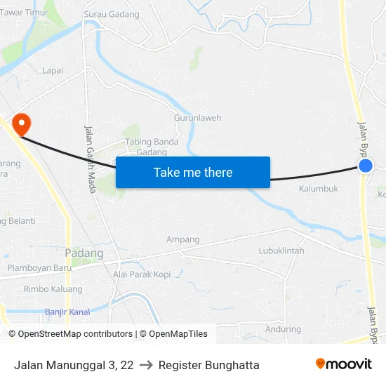 Jalan Manunggal 3, 22 to Register Bunghatta map