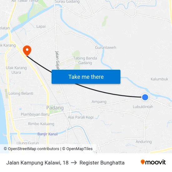 Jalan Kampung Kalawi, 18 to Register Bunghatta map