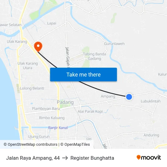Jalan Raya Ampang, 44 to Register Bunghatta map