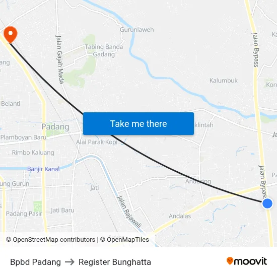 Bpbd Padang to Register Bunghatta map