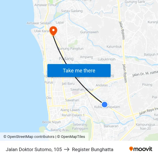 Jalan Doktor Sutomo, 105 to Register Bunghatta map