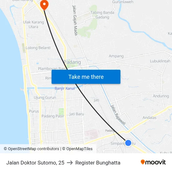 Jalan Doktor Sutomo, 25 to Register Bunghatta map