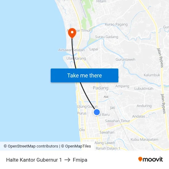 Halte Kantor Gubernur 1 to Fmipa map