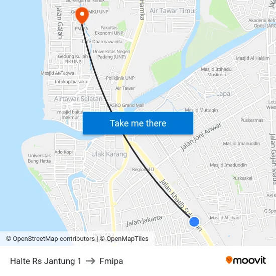 Halte Rs Jantung 1 to Fmipa map