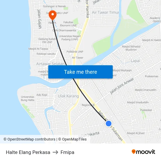 Halte Elang Perkasa to Fmipa map