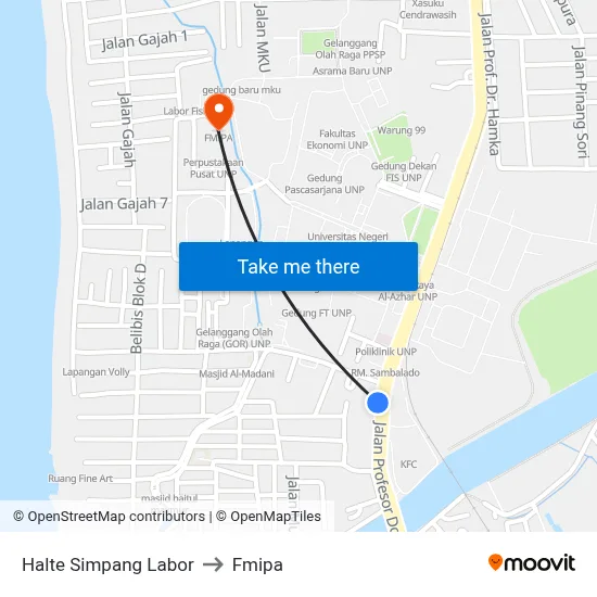 Halte Simpang Labor to Fmipa map