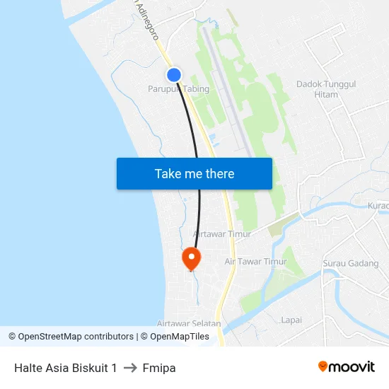 Halte Asia Biskuit 1 to Fmipa map
