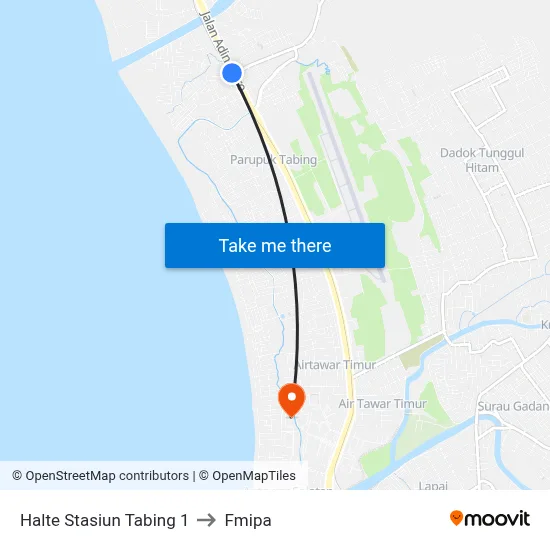 Halte Stasiun Tabing 1 to Fmipa map