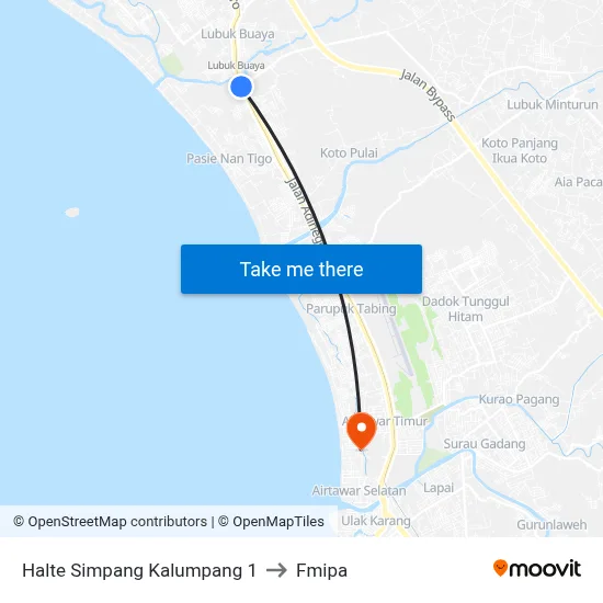 Halte Simpang Kalumpang 1 to Fmipa map
