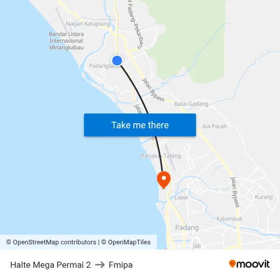 Halte Mega Permai 2 to Fmipa map