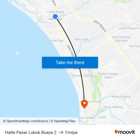 Halte Pasar Lubuk Buaya 2 to Fmipa map