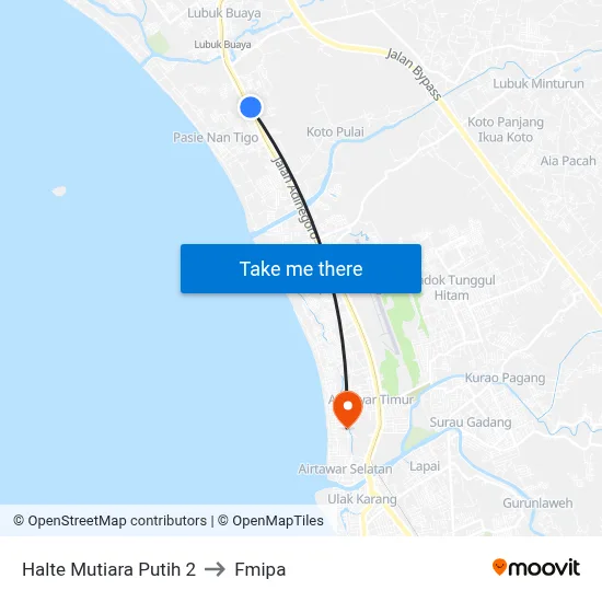 Halte Mutiara Putih 2 to Fmipa map